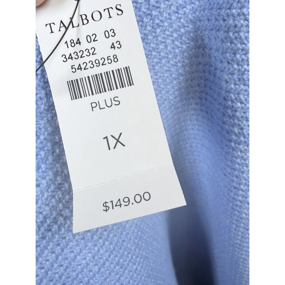 Talbots Plus Textured Open Front Sweater Jacket Light Blue Cotton Blend Women 1X - Picture 9 of 12